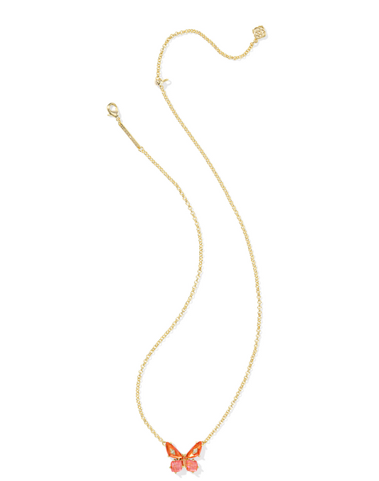 BOUTIQUE KENDRA SCOTT BIANCA BUTTERFLY PENDANT NECKLACE GOLD ORANGE MIX