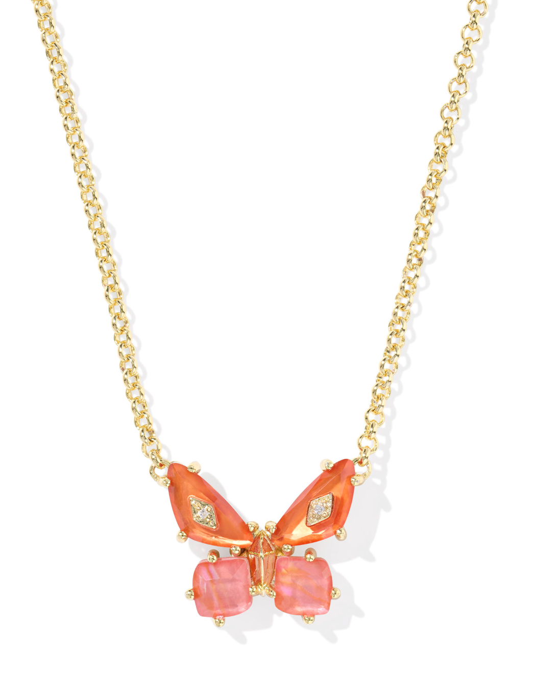 BOUTIQUE KENDRA SCOTT BIANCA BUTTERFLY PENDANT NECKLACE GOLD ORANGE MIX 2