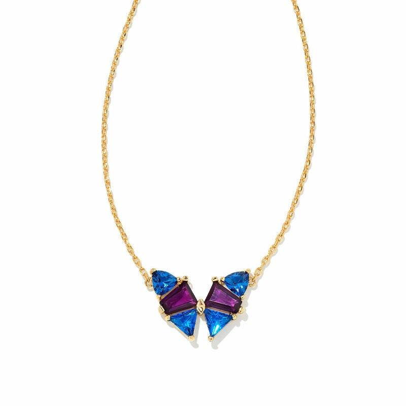 BOUTIQUE KENDRA SCOTT BLAIR BUTTERFLY PENDANT NECKLACE GOLD BLUE MIX