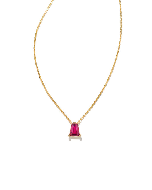 BOUTIQUE KENDRA SCOTT BLAIR GOLD PENDANT NECKLACE RUBY CRYSTAL 