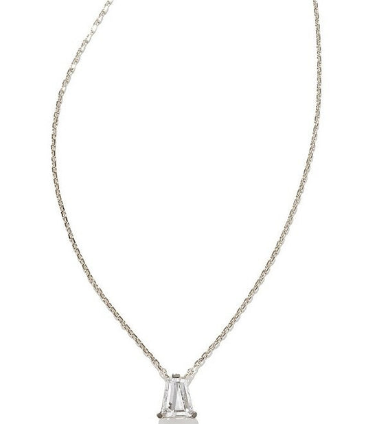 BOUTIQUE KENDRA SCOTT BLAIR SILVER PENDANT NECKLACE WHITE CRYSTAL 
