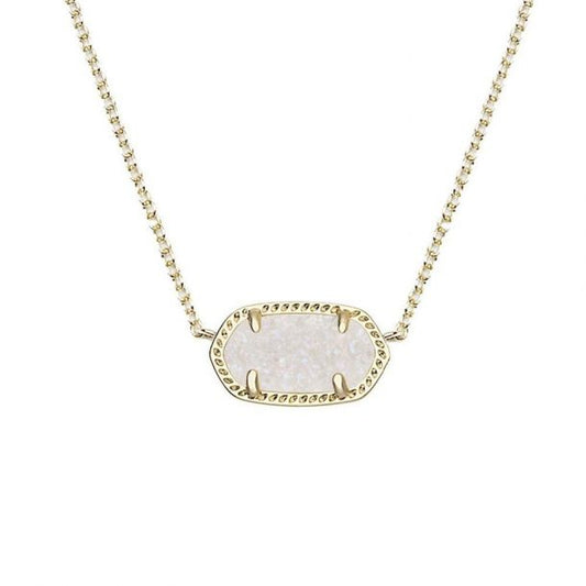 BOUTIQUE KENDRA SCOTT BOXED ELISA GOLD SHORT PENDANT NECKLACE IN IRIDESCENT DRUSY 2