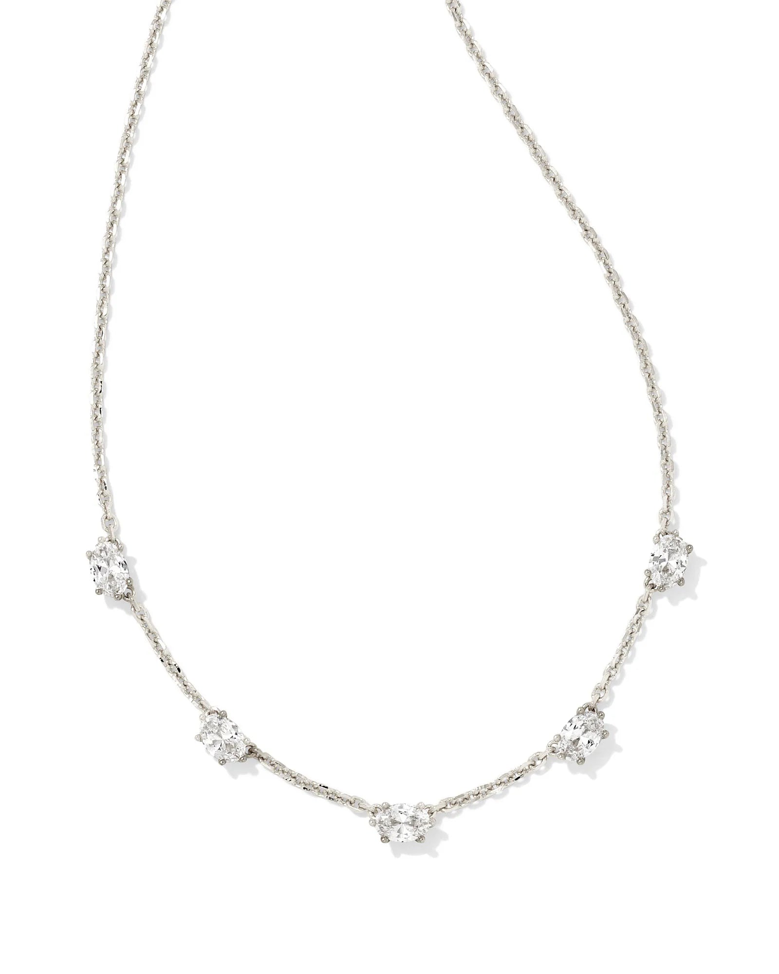 BOUTIQUE KENDRA SCOTT CAILIN CRYSTAL STRAND NECKLACE SILVER WHITE CRYSTAL