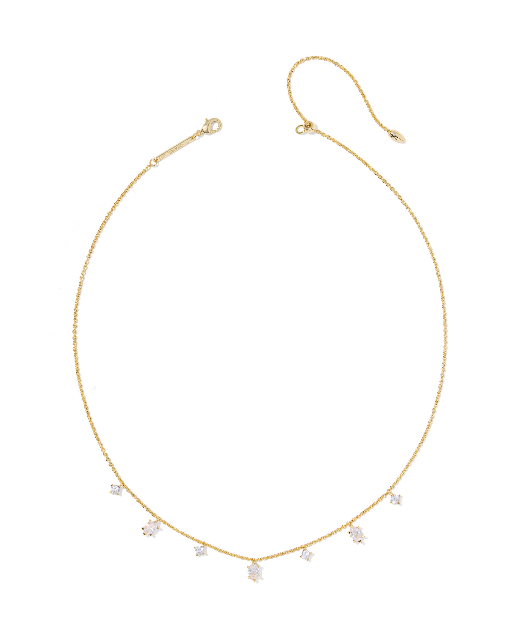 BOUTIQUE KENDRA SCOTT CAILIN GOLD DELICATE STRAND NECKLACE IN WHITE CZ 2