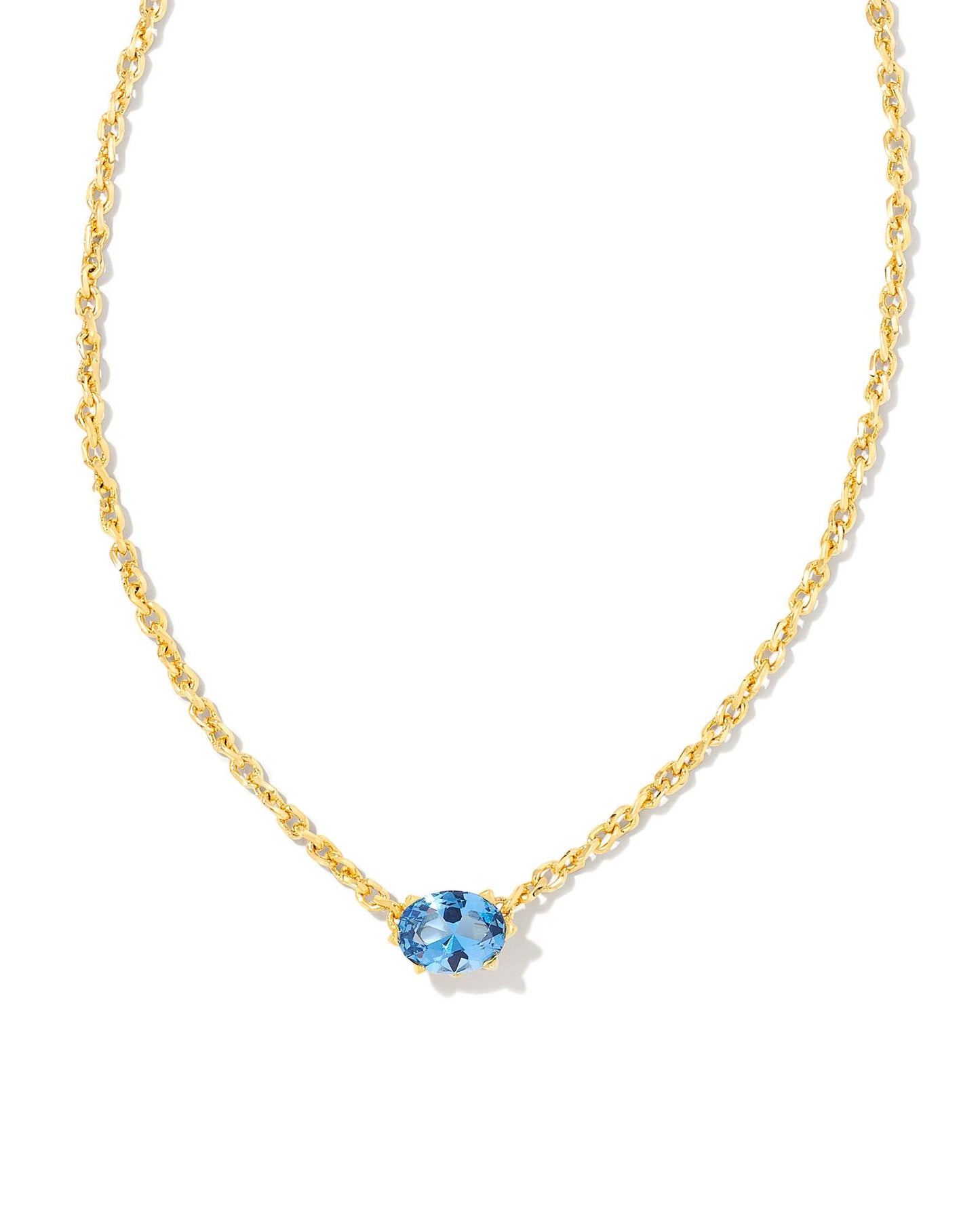 BOUTIQUE KENDRA SCOTT CAILIN GOLD PENDANT NECKLACE FRONT BLUE VIOLET CRYSTAL
