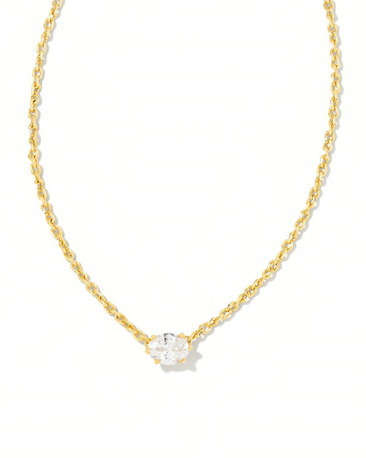 BOUTIQUE KENDRA SCOTT CAILIN GOLD PENDANT NECKLACE WHITE CRYSTAL