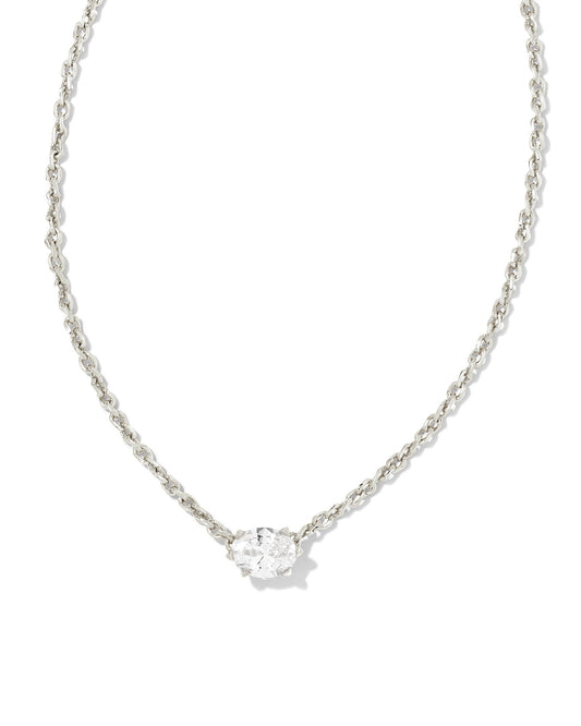 BOUTIQUE KENDRA SCOTT CAILIN SILVER PENDANT NECKLACE WHITE CRYSTAL 