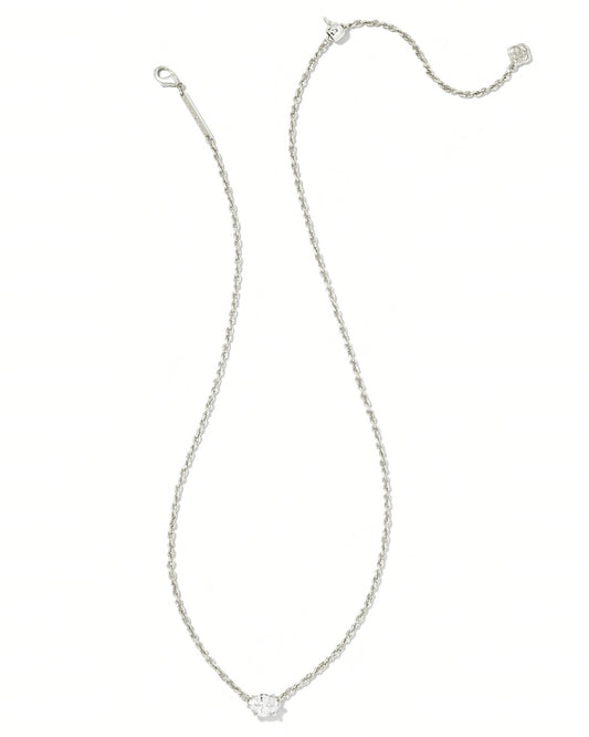 BOUTIQUE KENDRA SCOTT CAILIN SILVER PENDANT NECKLACE WHITE CRYSTAL 2