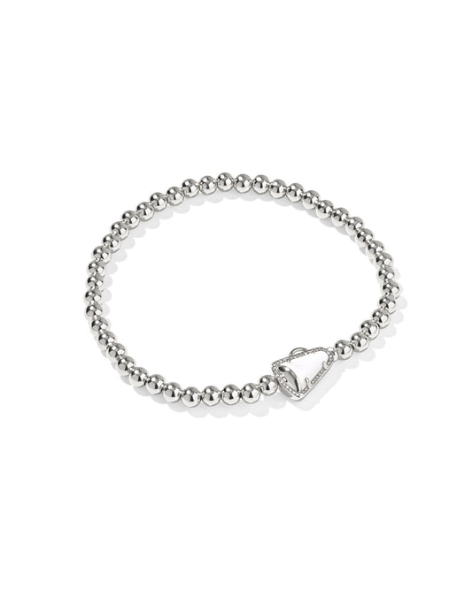 BOUTIQUE KENDRA SCOTT CHEER STRETCH BRACELET SILVER WHITE MOTHER OF PEARL