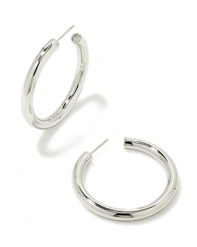 BOUTIQUE KENDRA SCOTT COLLETTE LARGE HOOP EARRINGS SILVER