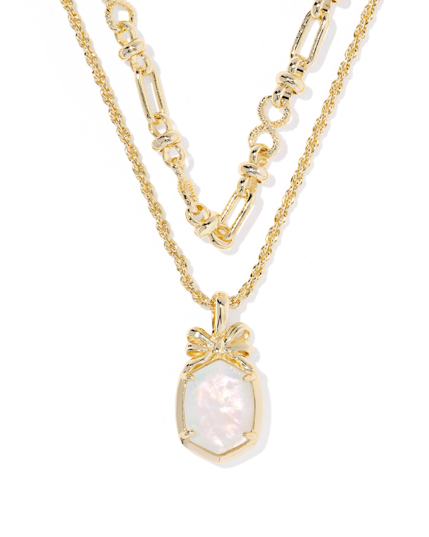 BOUTIQUE KENDRA SCOTT DAPHNE BOW GOLD MULTI STRAND NECKALCE IN IVORY ILLUSION 