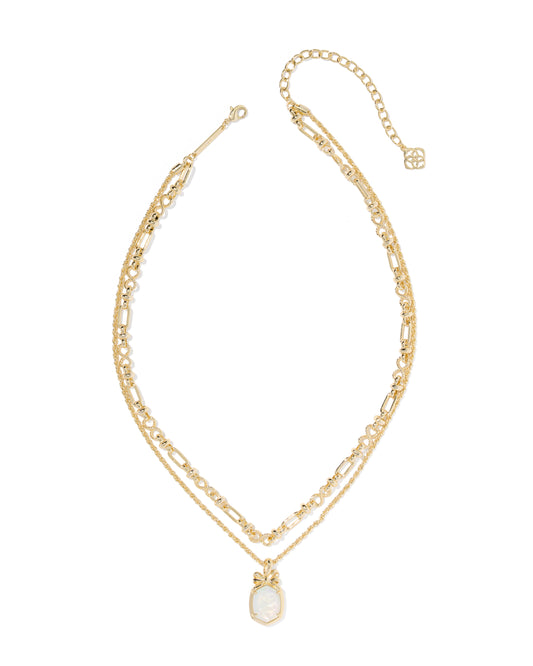 BOUTIQUE KENDRA SCOTT DAPHNE BOW GOLD MULTI STRAND NECKALCE IN IVORY ILLUSION 2