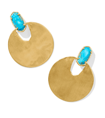 BOUTIQUE KENDRA SCOTT DEENA EARRINGS GOLD BRONZE VEINED TURQUOISE 