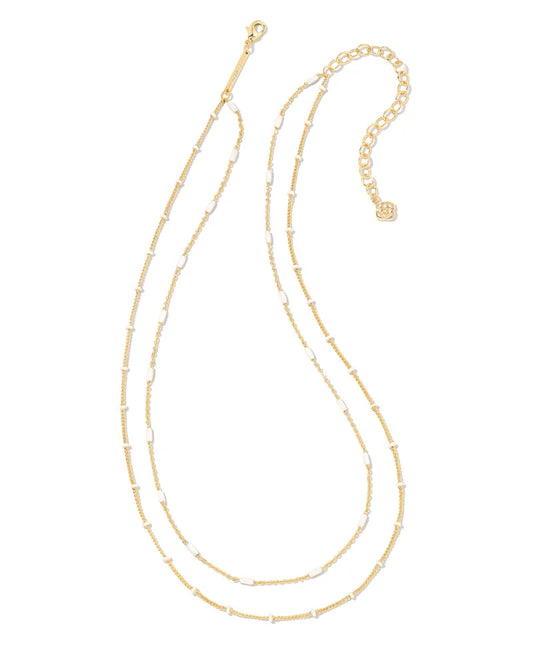 BOUTIQUE KENDRA SCOTT DOTTIE GOLD MULTI STRAND NECKLACE IN WHITE