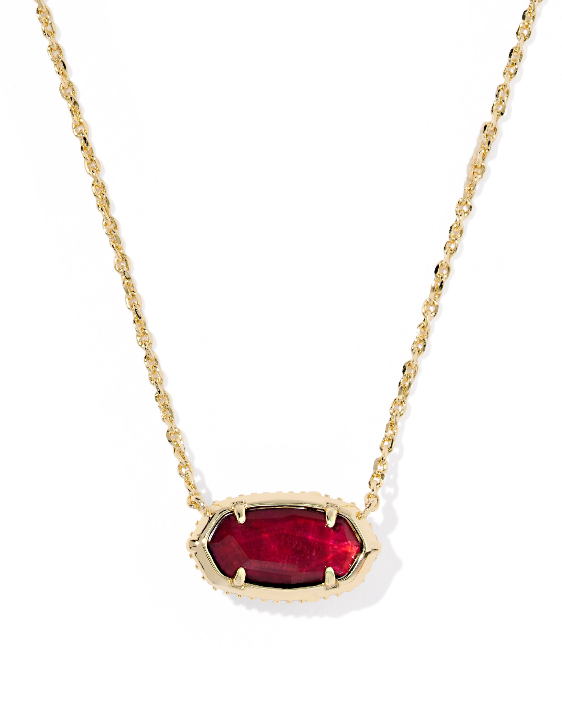 BOUTIQUE KENDRA SCOTT ELISA BOW GOLD SHORT PENDANT NECKLACE IN DARK BURGUNDY ILLUSION BACK