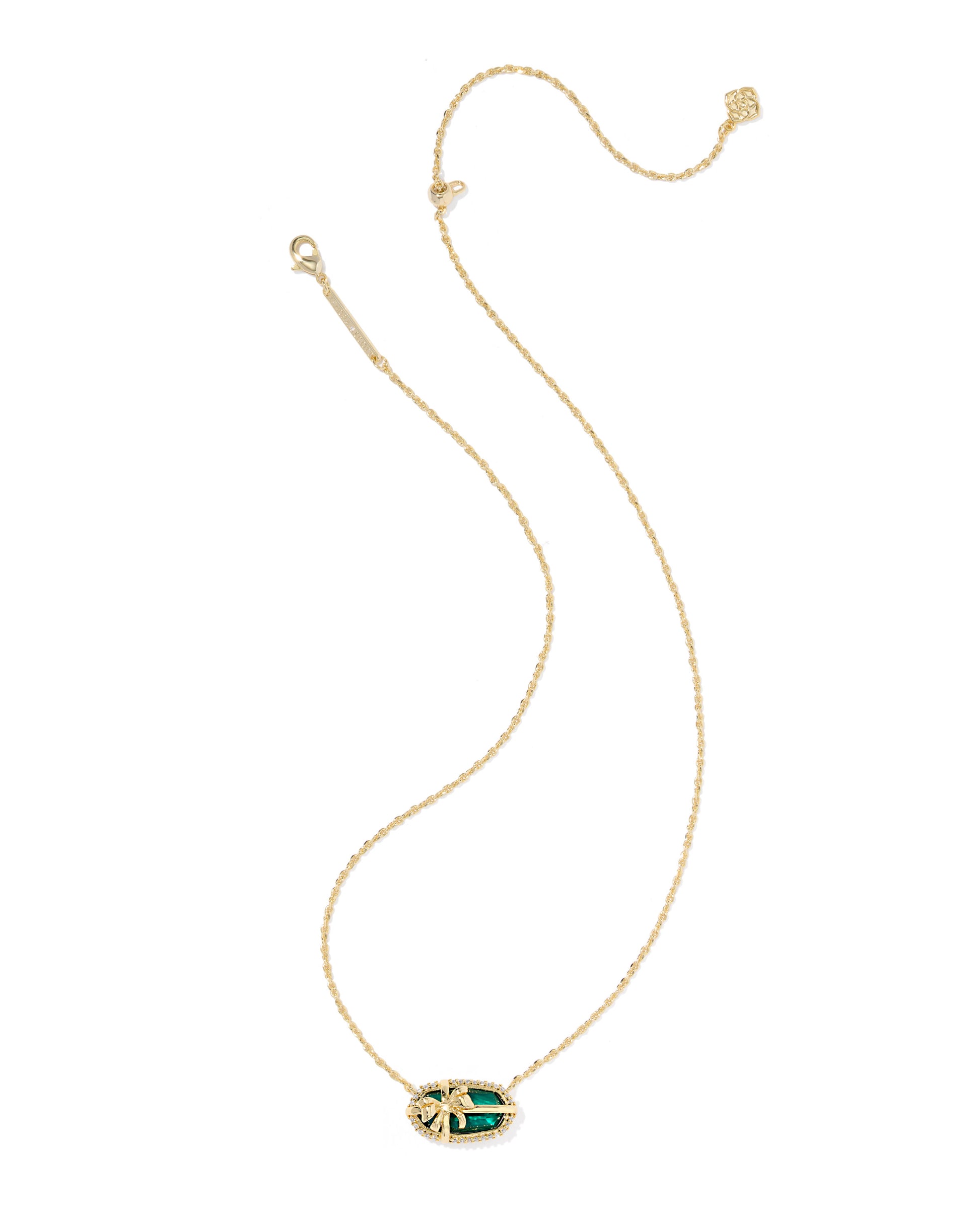 BOUTIQUE KENDRA SCOTT ELISA BOW GOLD SHORT PENDANT NECKLACE IN PINE ILLUSION 2