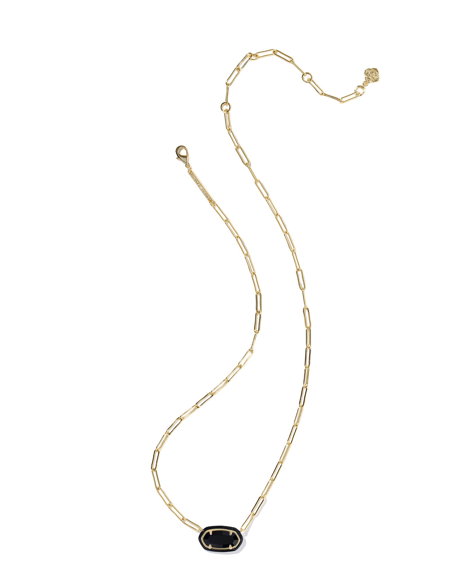 BOUTIQUE KENDRA SCOTT ELISA ENAMEL FRAME GOLD PAPERCLIP NECKLACE BLACK AGATE 2
