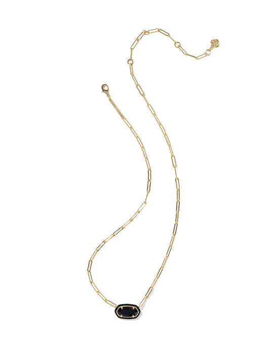 BOUTIQUE KENDRA SCOTT ELISA ENAMEL FRAME GOLD PAPERCLIP NECKLACE BLACK AGATE 2