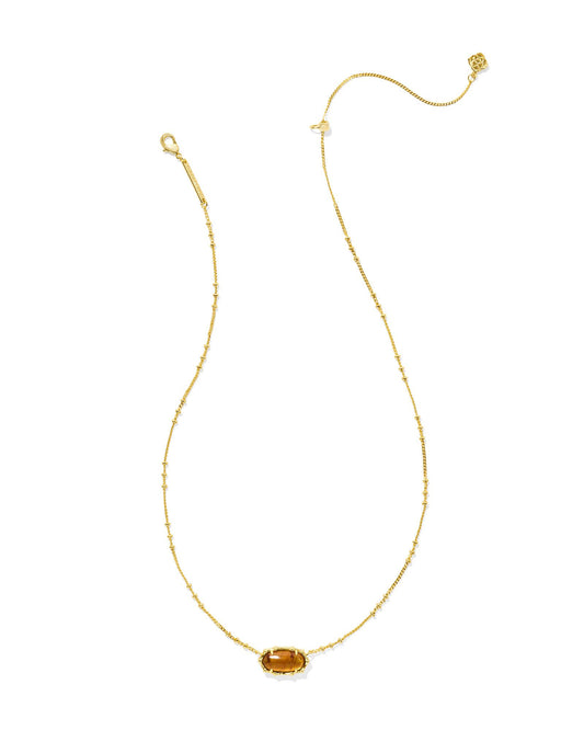 BOUTIQUE KENDRA SCOTT ELISA GOLD BAMBOO FRAME SHORT PENDANT NECKLACE MARBLED AMBER ILLUSION 2