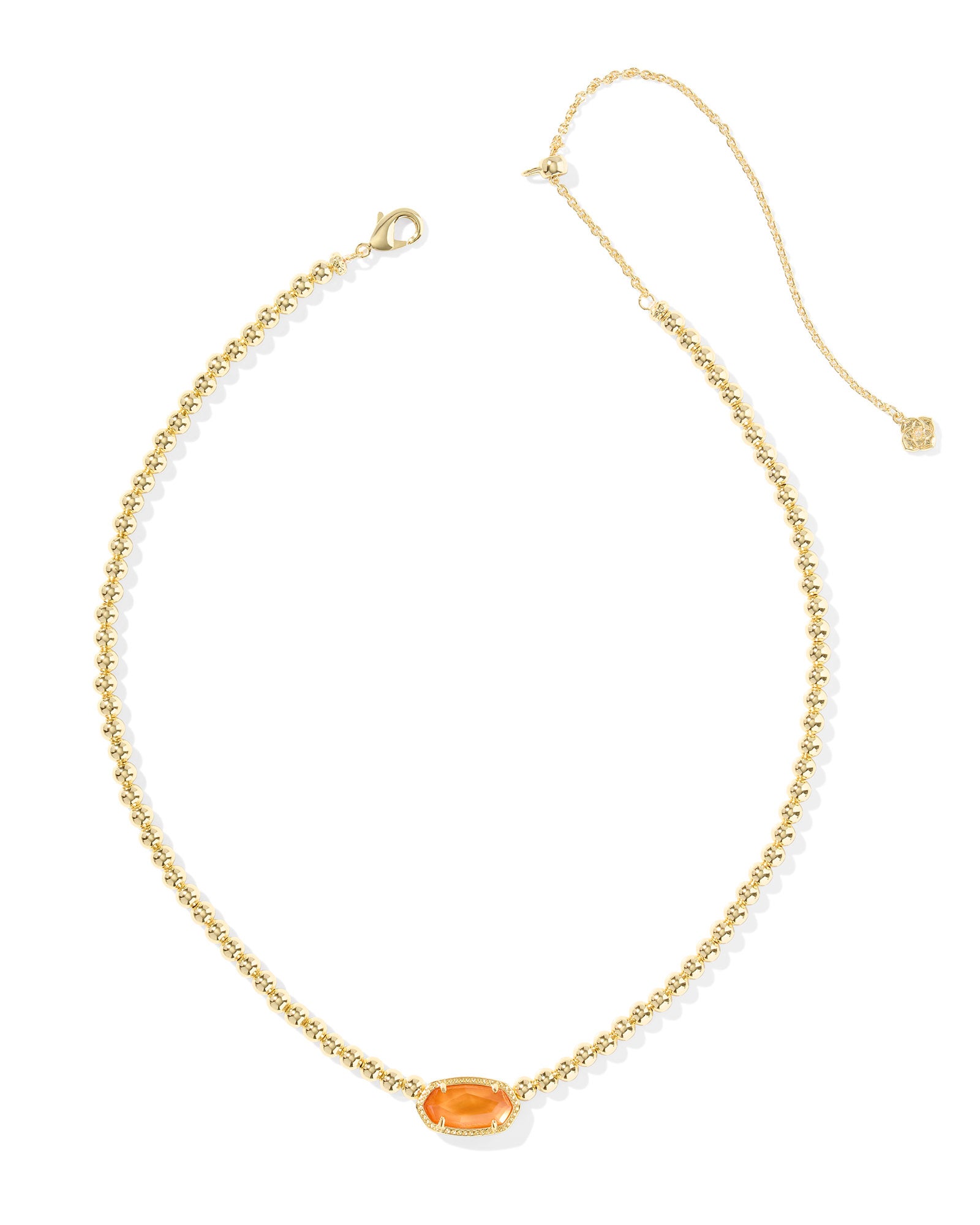 BOUTIQUE KENDRA SCOTT ELISA GOLD BEADED NECKLACE FRONT PAPAYA MOTHER OF PEARL