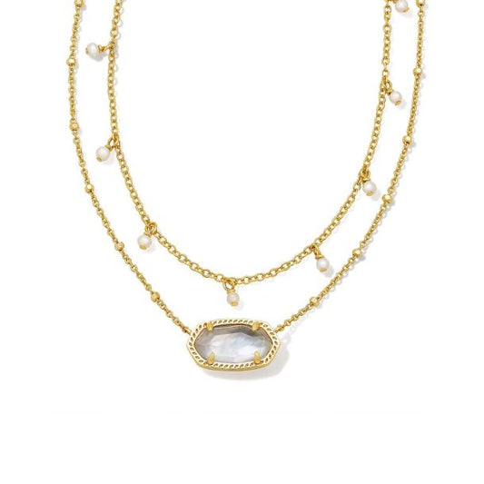 BOUTIQUE KENDRA SCOTT ELISA GOLD PEARL MULTI STRAND NECKLACE IVORY MOTHER OF PEARL