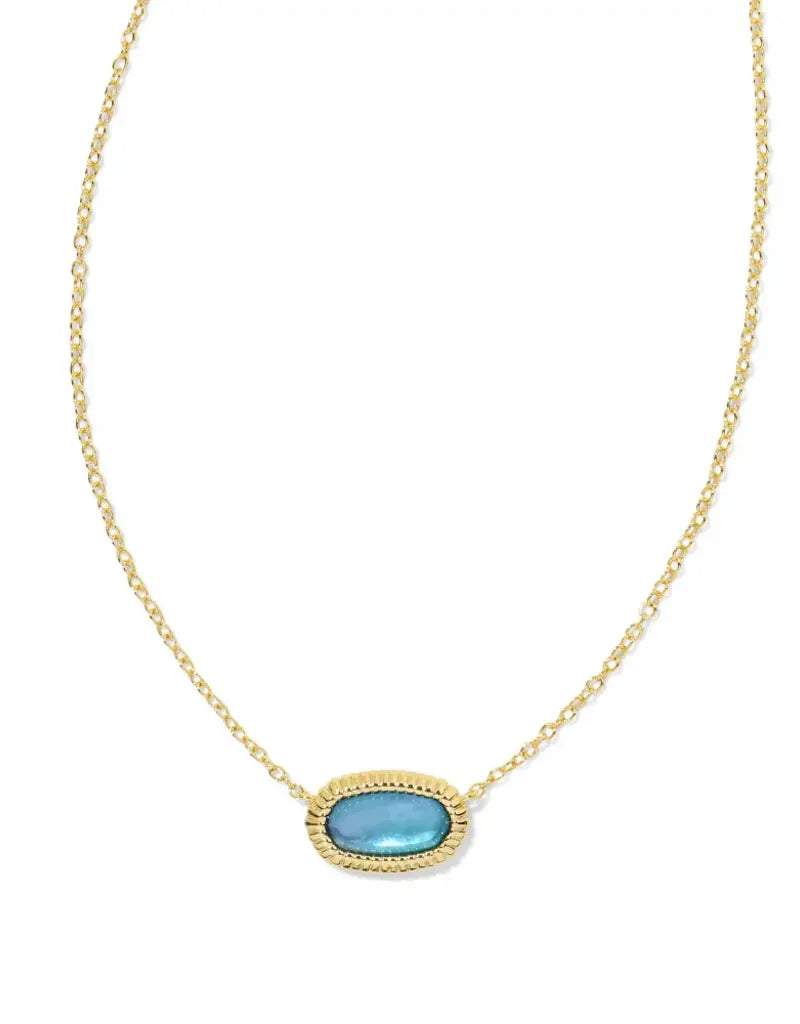 BOUTIQUE KENDRA SCOTT ELISA GOLD RIDGE FRAME SHORT NECKLACE INDIGO WATERCOLOR ILLUSION