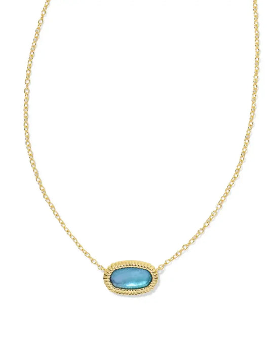 BOUTIQUE KENDRA SCOTT ELISA GOLD RIDGE FRAME SHORT NECKLACE INDIGO WATERCOLOR ILLUSION