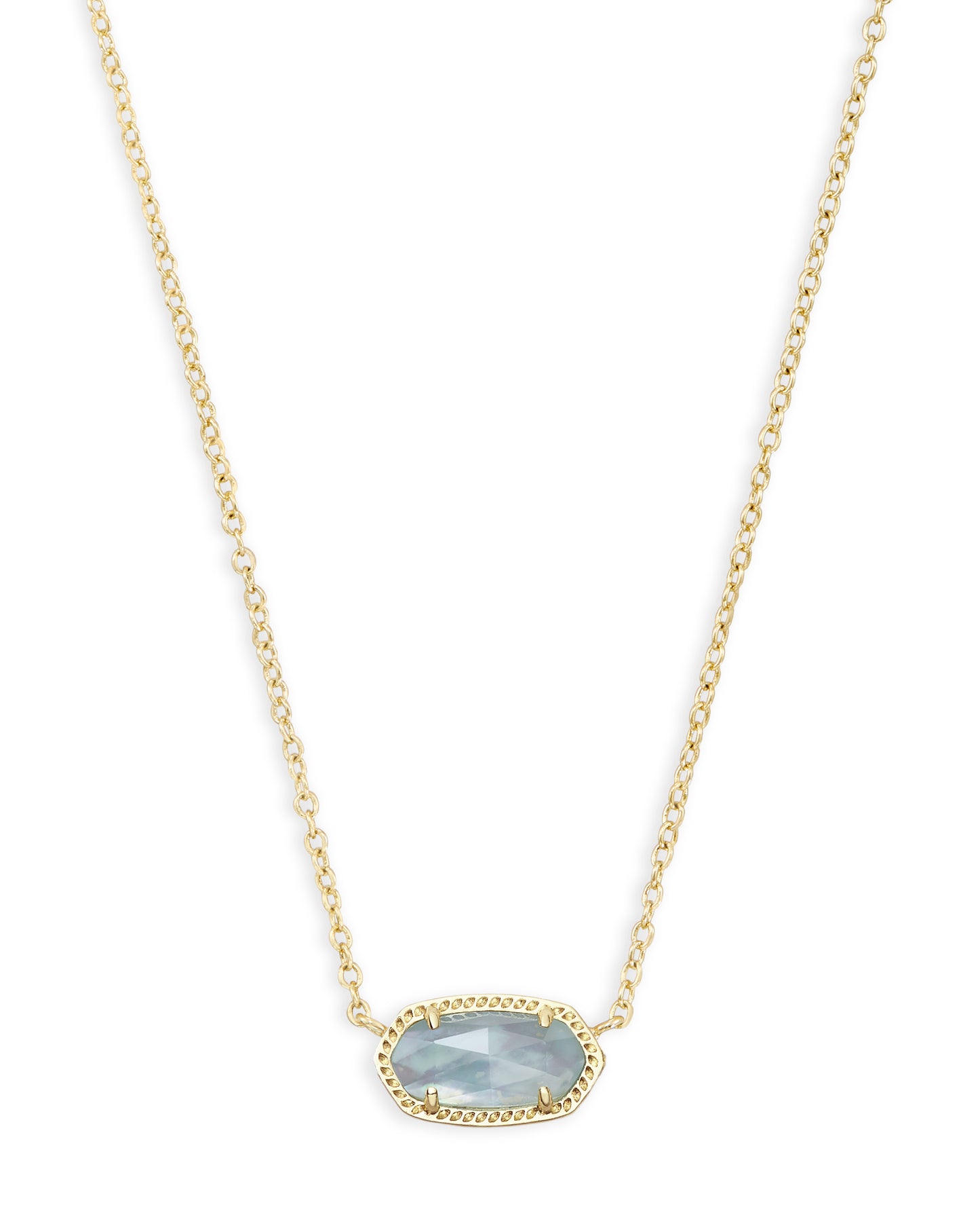 BOUTIQUE KENDRA SCOTT ELISA GOLD SHORT PENDANT NECKLACE IN LIGHT BLUE ILLUSION