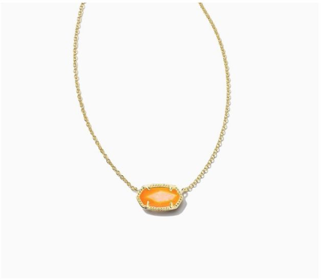 BOUTIQUE KENDRA SCOTT ELISA GOLD SHORT PENDANT NECKLACE IN ORANGE MOTHER OF PEARL