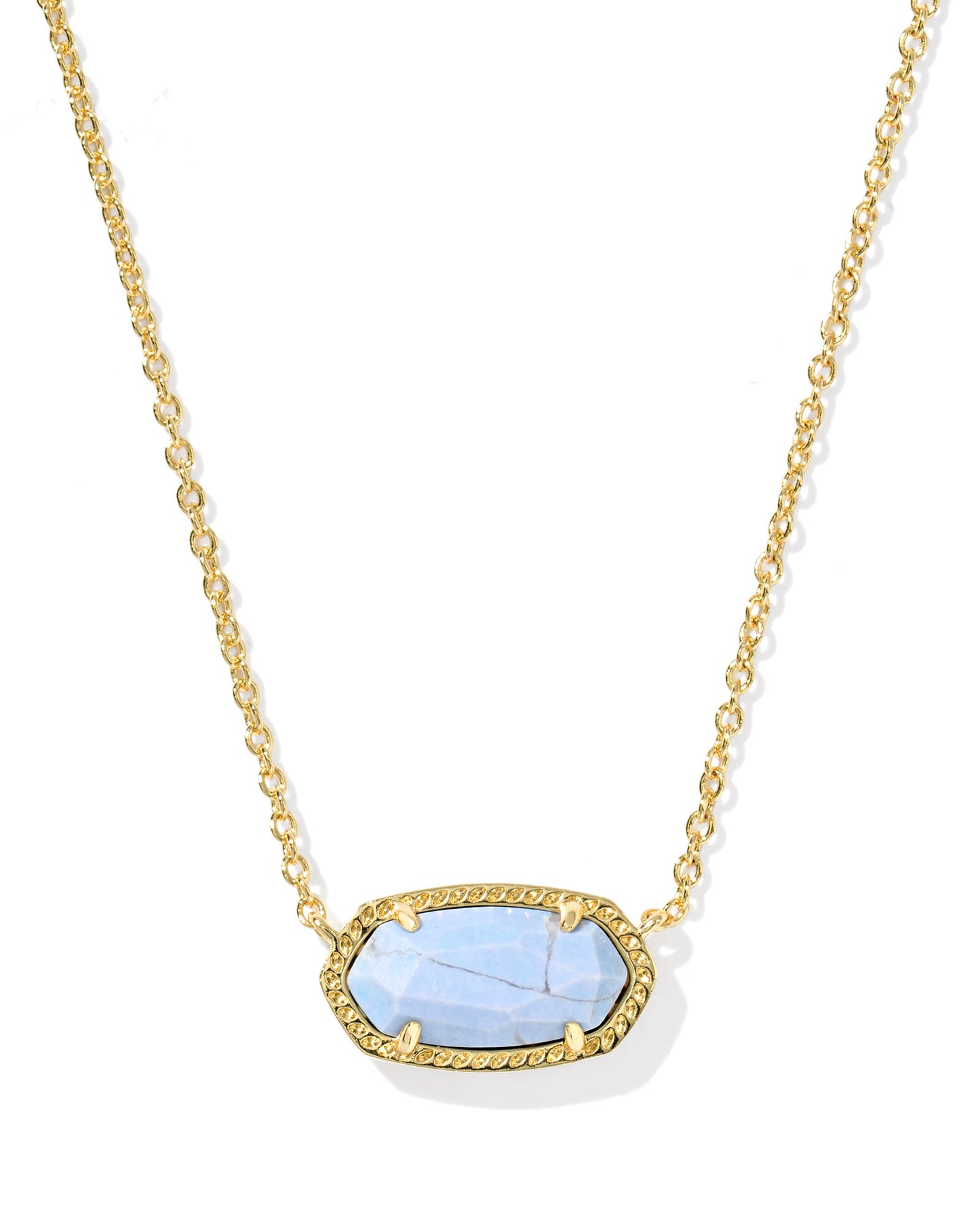 BOUTIQUE KENDRA SCOTT ELISA GOLD SHORT PENDANT NECKLACE IN VARIEGATED LIGHT BLUE MAGNESITE