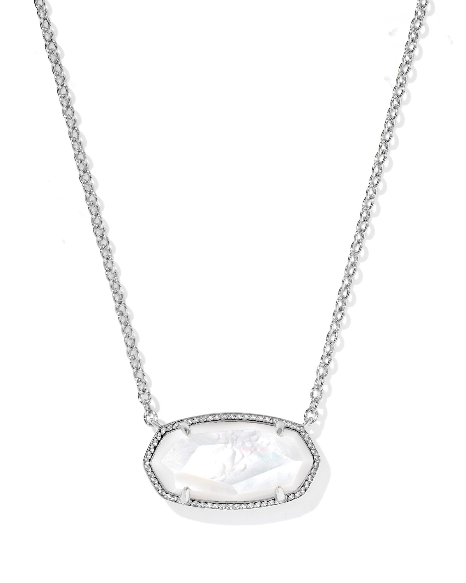 BOUTIQUE KENDRA SCOTT ELISA SILVER STATEMENT PENDANT NECKLACE IVORY MOTHER OF PEARL 