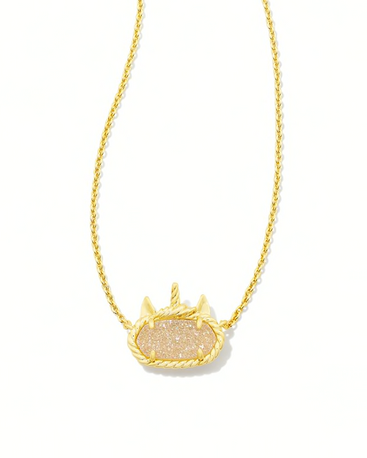 BOUTIQUE KENDRA SCOTT ELISA UNICORN PENDANT NECKLACE GOLD IRIDESCENT DRUSY