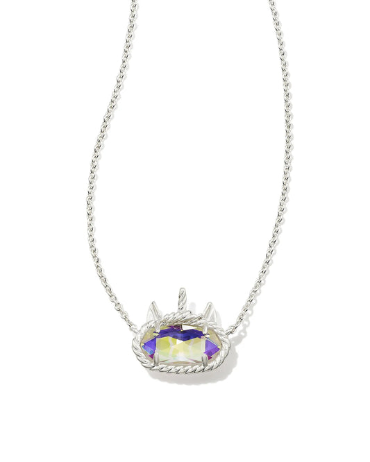 BOUTIQUE KENDRA SCOTT ELISA UNICORN PENDANT NECKLACE SILVER DICHROIC GLASS