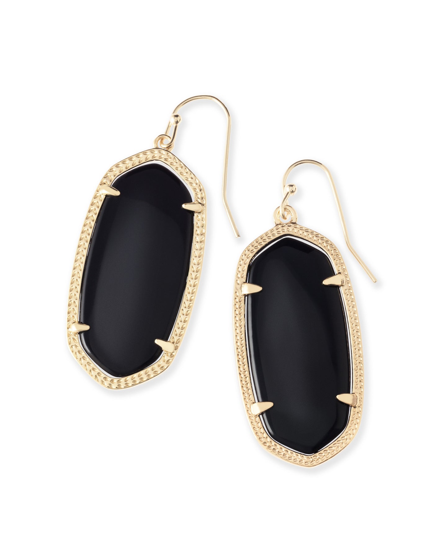 BOUTIQUE KENDRA SCOTT ELLE GOLD DROP EARRINGS BLACK AGATE