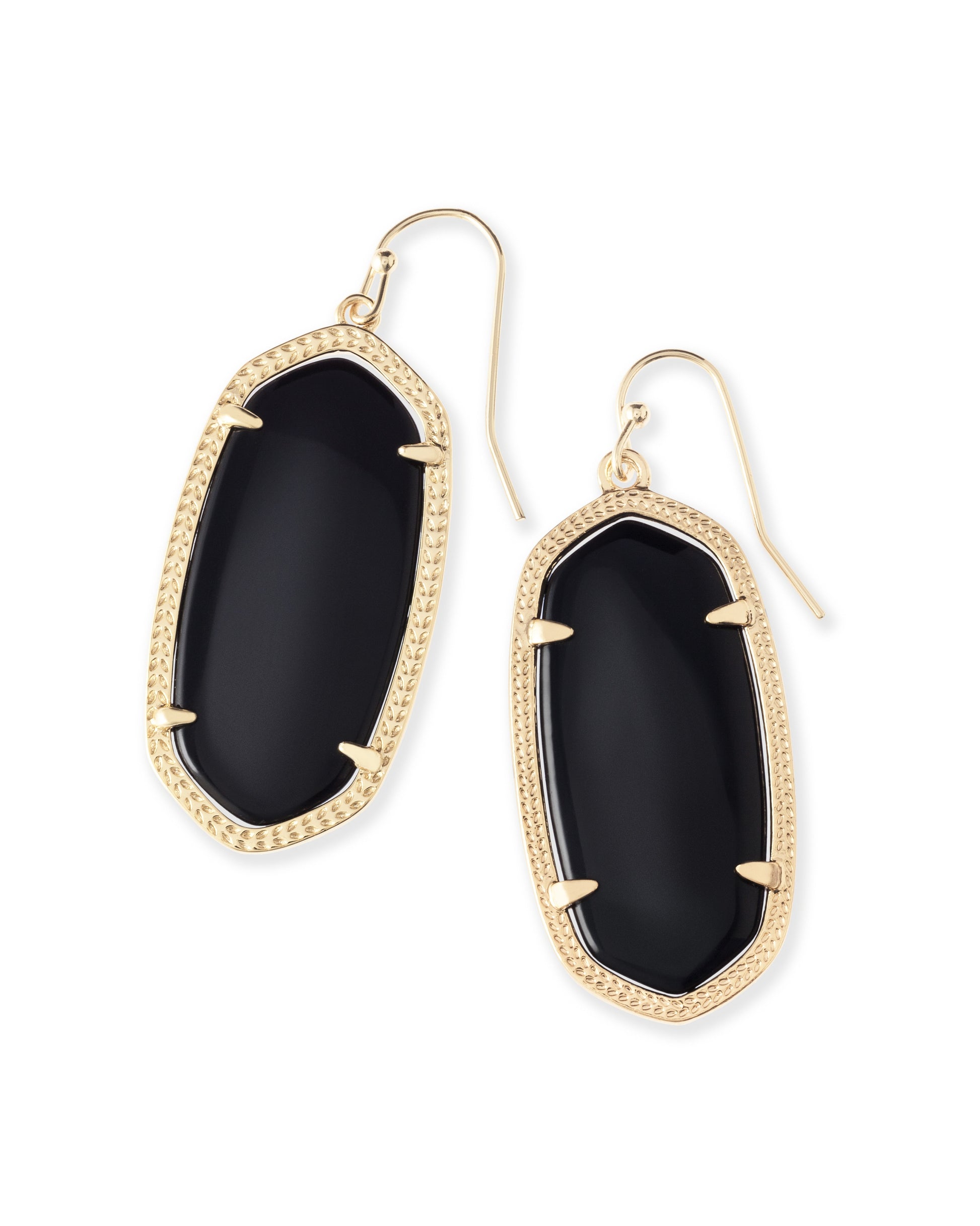 BOUTIQUE KENDRA SCOTT ELLE GOLD DROP EARRINGS BLACK AGATE
