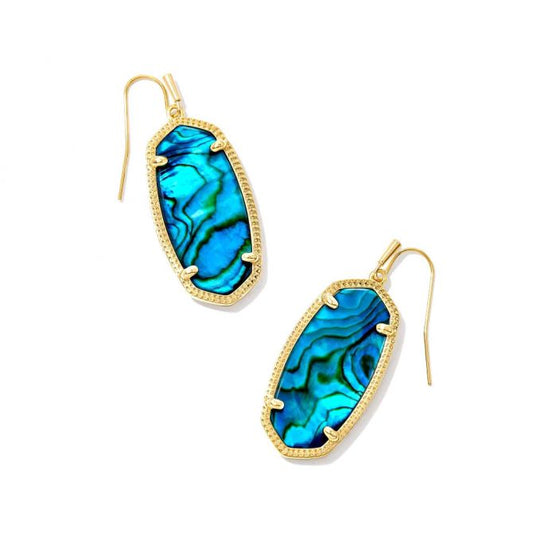 BOUTIQUE KENDRA SCOTT ELLE GOLD DROP EARRINGS TEAL ABALONE