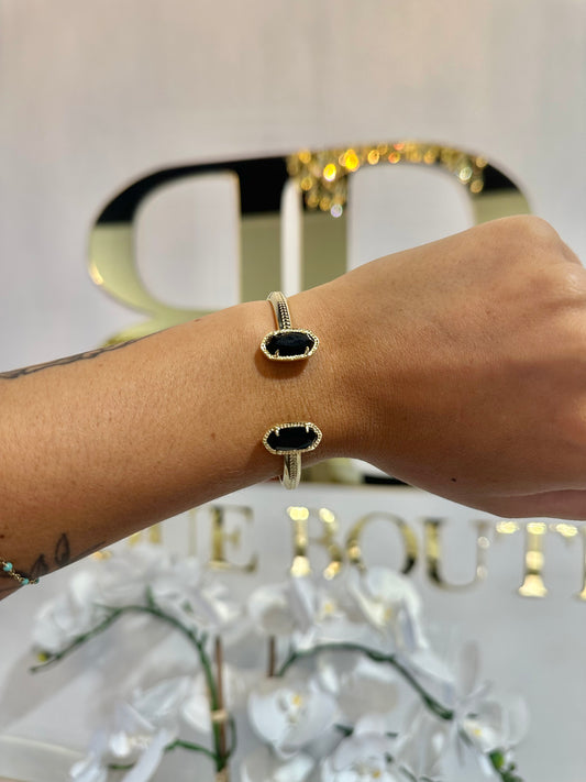 BOUTIQUE KENDRA SCOTT ELTON CUFF BRACELET GOLD BLACK AGATE ON HAND