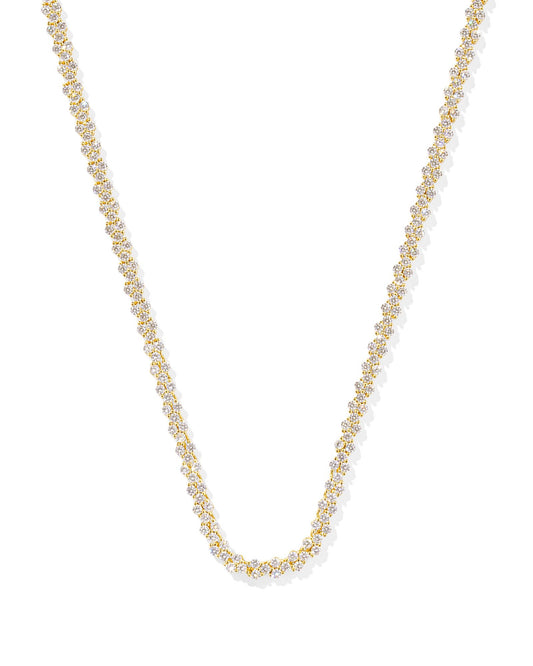 BOUTIQUE KENDRA SCOTT EMERY TENNIS NECKLACE IN WHITE CRYSTAL GOLD