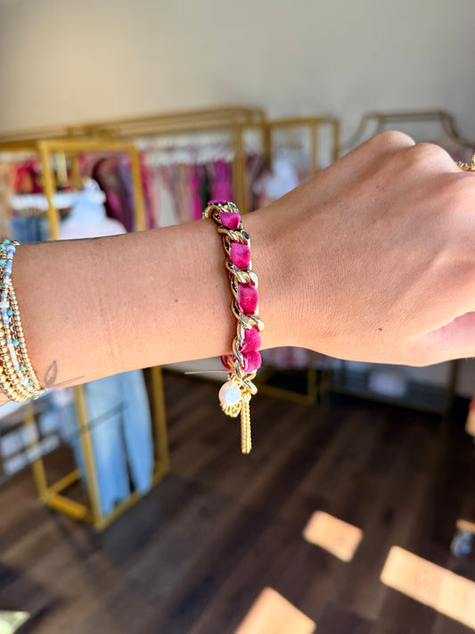 KENDRA SCOTT EVERLEIGH GOLD VELEVT CHAIN BRACELET