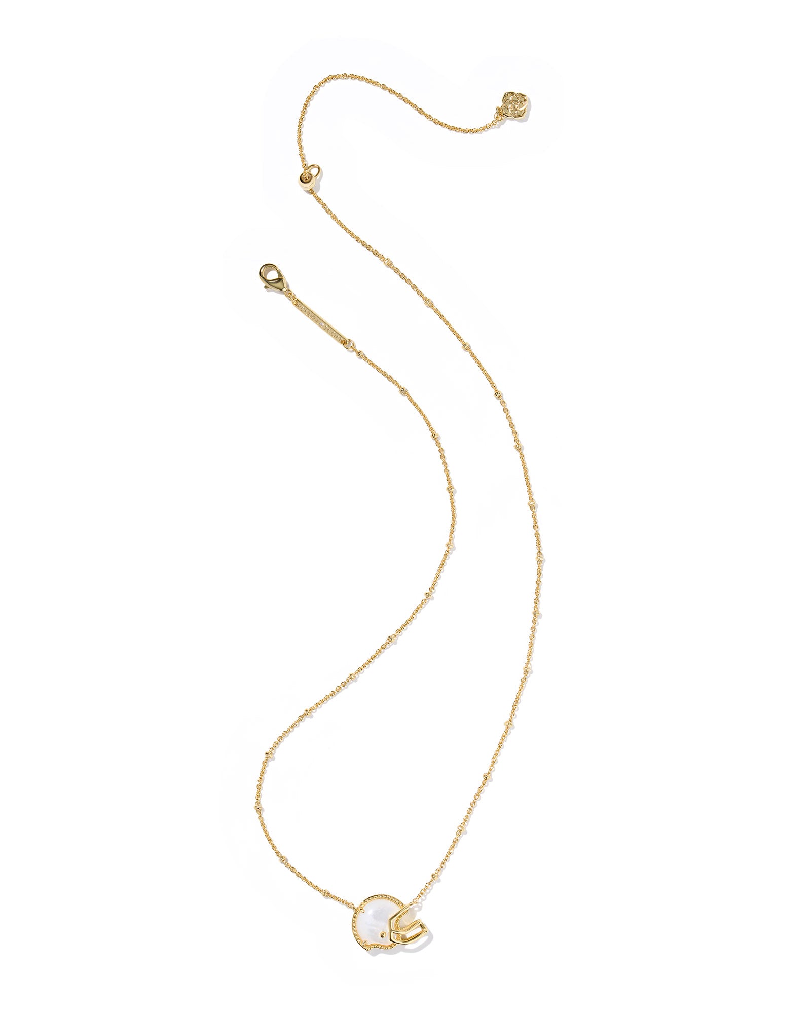 BOUTIQUE KENDRA SCOTT FOOTBALL HELMET SHORT PENDANT NECKLACE GOLD IVORY MOTHER OF PEARL 3