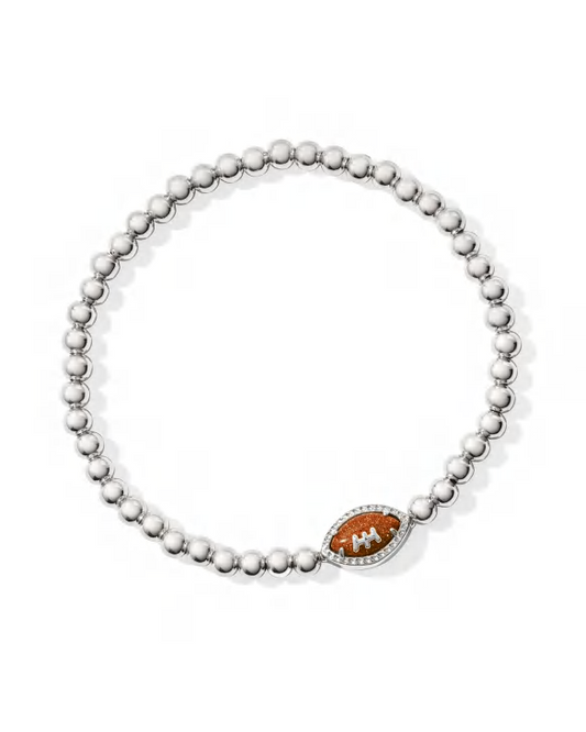 BOUTIQUE KENDRA SCOTT FOOTBALL SILVER STRETCH BRACELET IN ORANGE GOLSTONE 