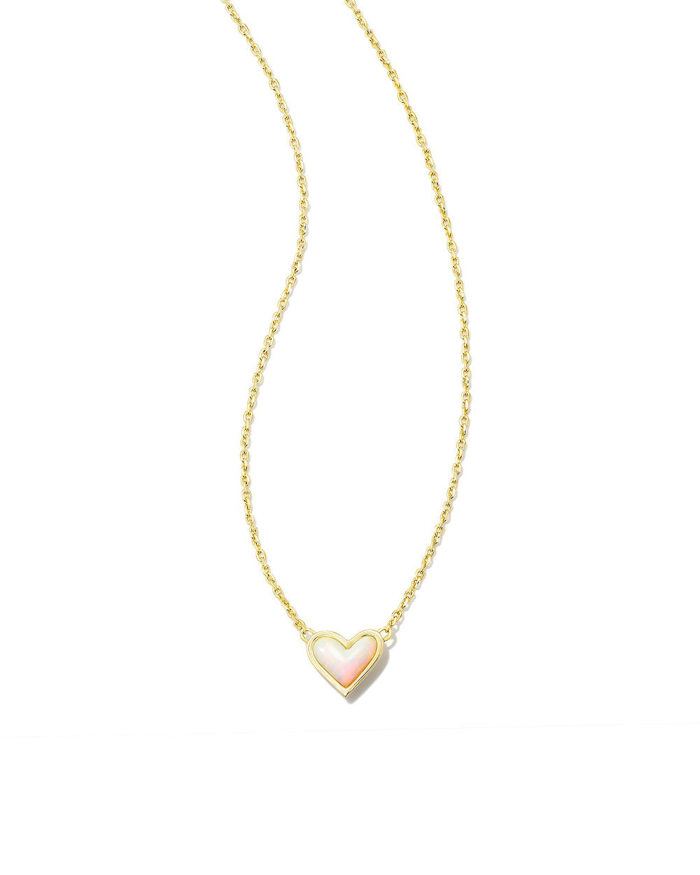 BOUTIQUE KENDRA SCOTT FRAMED ARI HEART SHORT PENDANT NECKLACE GOLD WHITE OPAL