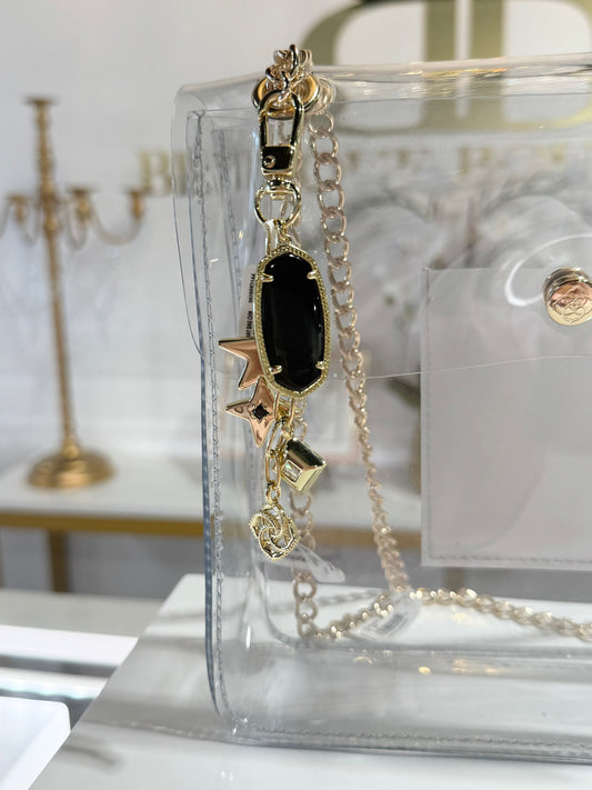 BOUTIQUE  KENDRA SCOTT GAME DAY BAG CHARM BLACK MIX ON BAG