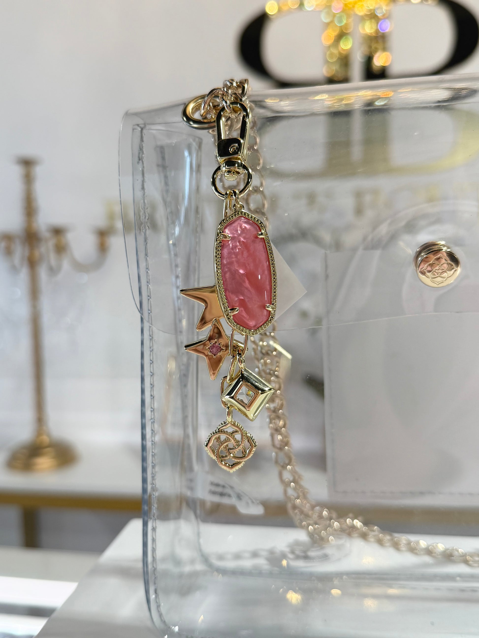 BOUTIQUE  KENDRA SCOTT GAME DAY BAG CHARM PINK MIX ON BAG