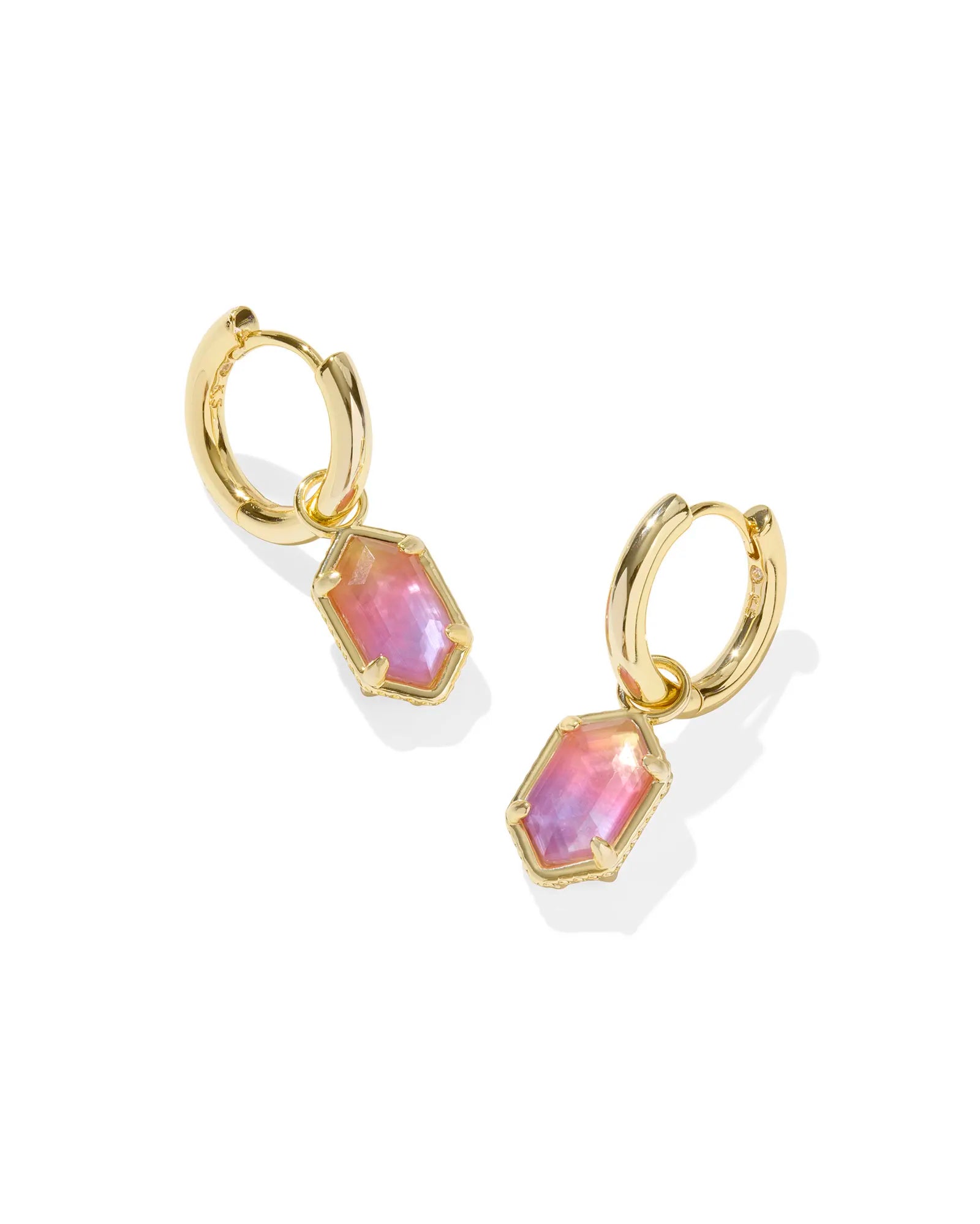 BOUTIQUE KENDRA SCOTT GOLD HALLIE HUGGIE EARRINGS SUNRISE WATERCOLOR ILLUSION 2