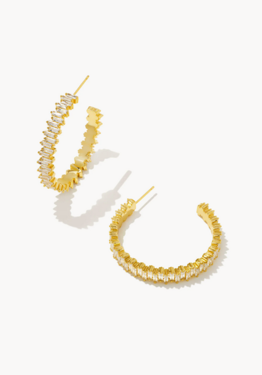 BOUTIQUE KENDRA SCOTT GOLD JULIETTE HOOP EARRING IN WHITE CRYSTAL