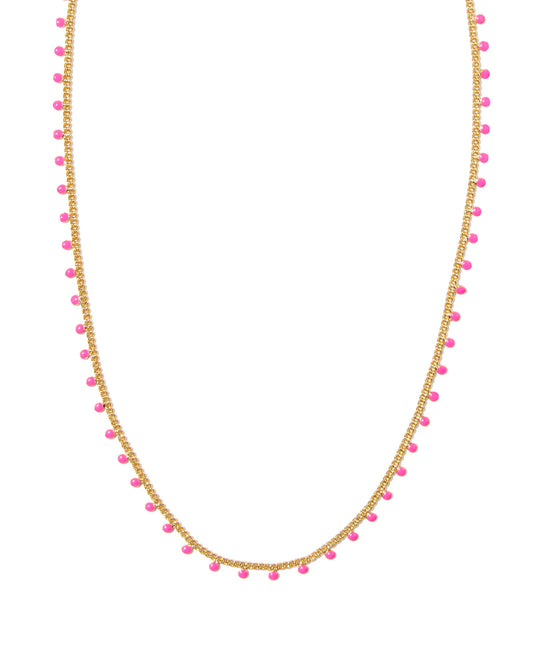 BOUTIQUE KENDRA SCOTT GOLD KELSEY STRAND NECKLACE PINK ENAMEL