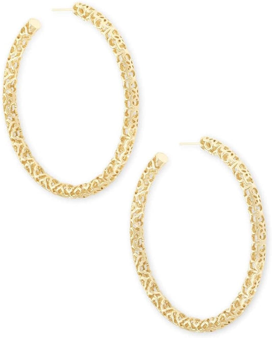BOUTIQUE KENDRA SCOTT GOLD MAGGIE HOOP EARRINGS 2.5 INCH