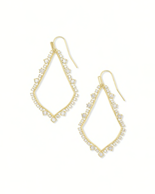BOUTIQUE KENDRA SCOTT GOLD SOPHEE CRYSTAL DROP EARRINGS WHITE CRYSTAL
