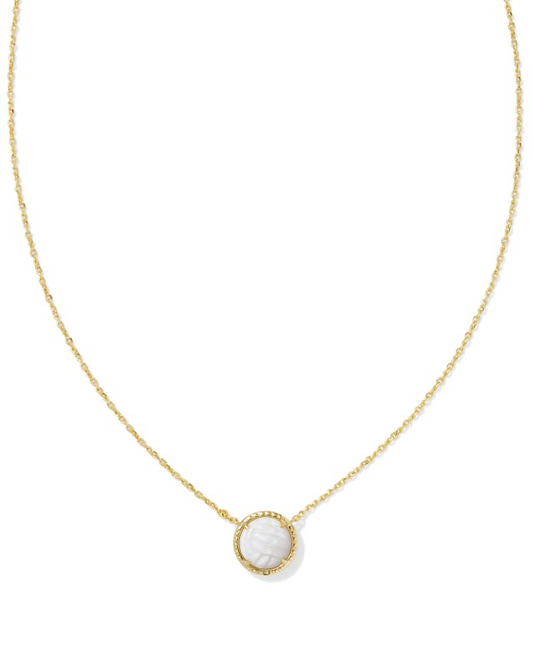 BOUTIQUE KENDRA SCOTT GOLD VOLLEYBALL PENDANT NECKLACE IVORY MOTHER OF PEARL